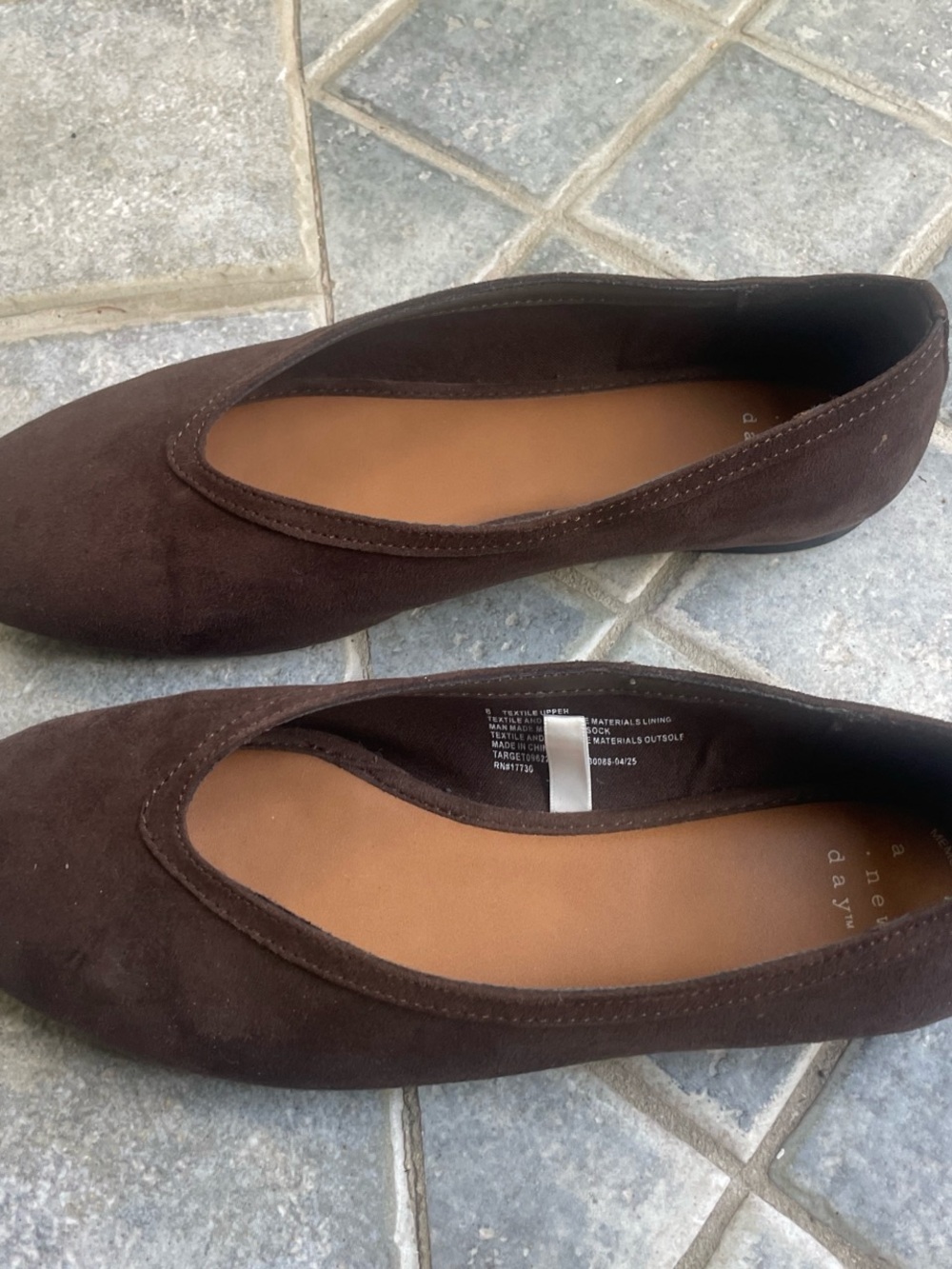 a new day Dark Brown Suede Pointed Ballet Flats